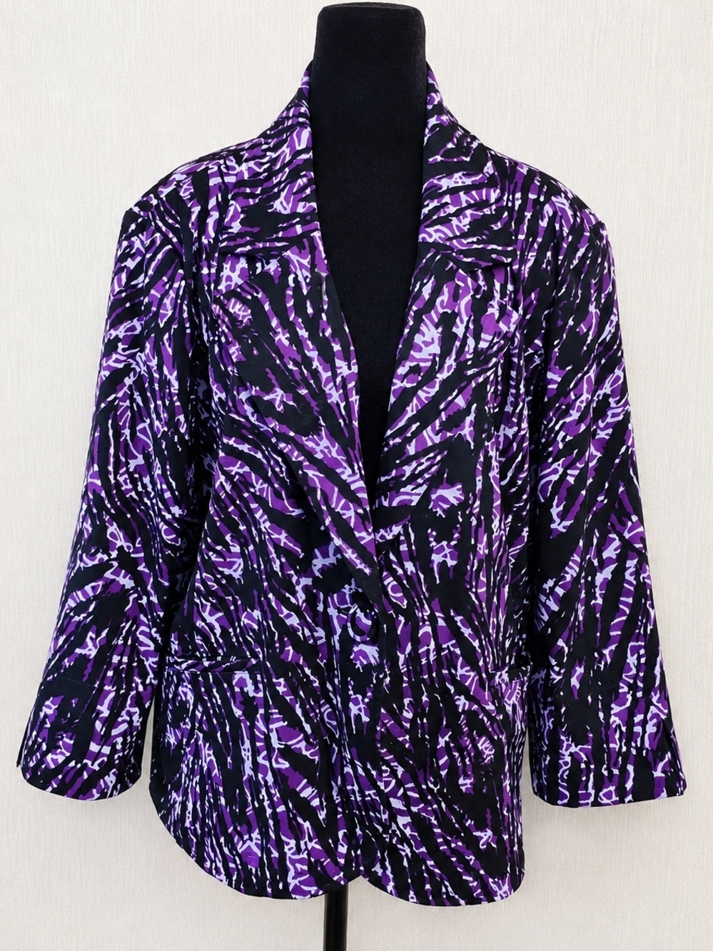 Vintage Brandon Thomas Blazer Size XL Purple Black Abstract Print